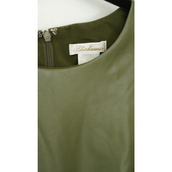 Shoshanna Green Faux Leather Rhea Dress Sz 12 - Picture 7 of 9